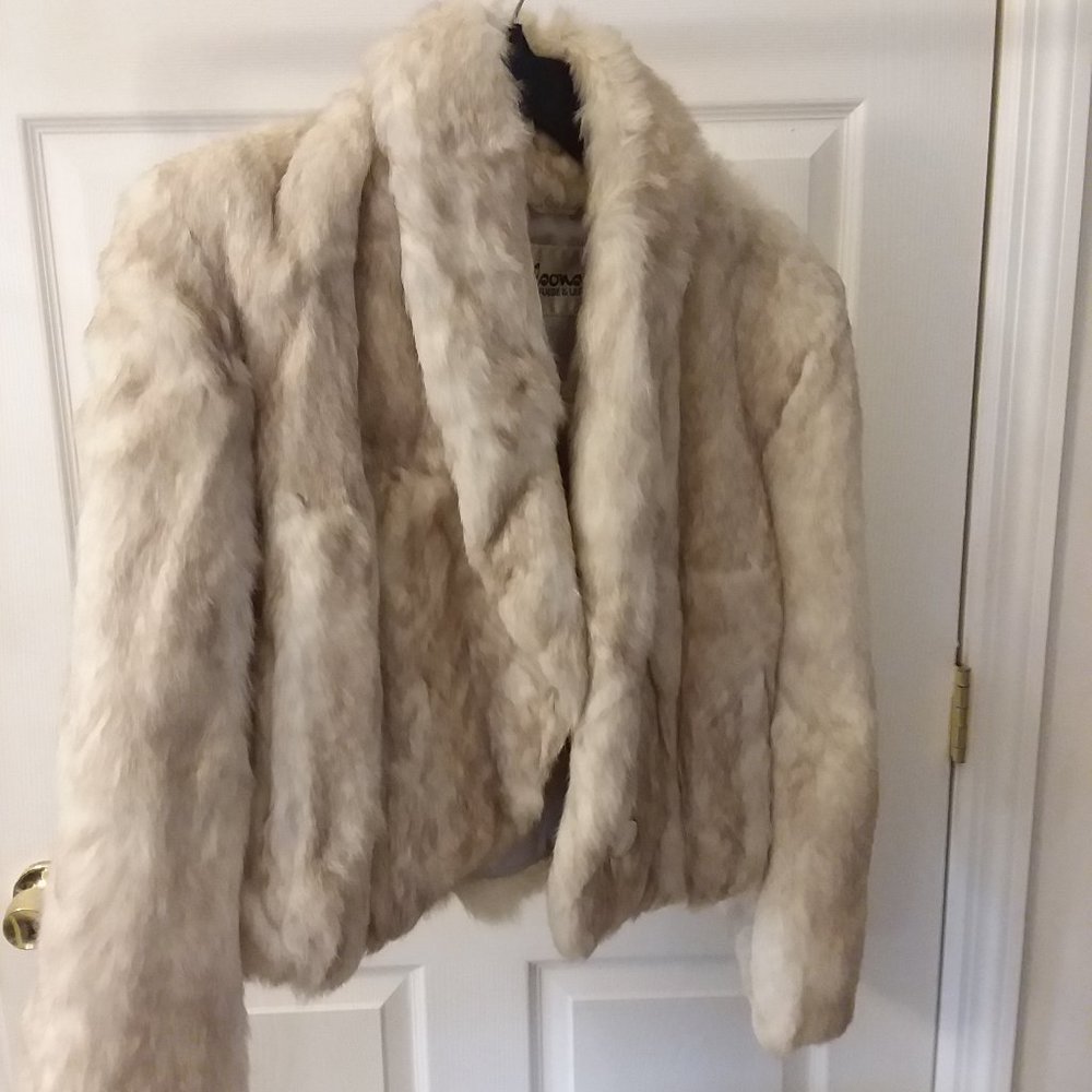 Soft, plush rabbit cropped jacket by Wilson